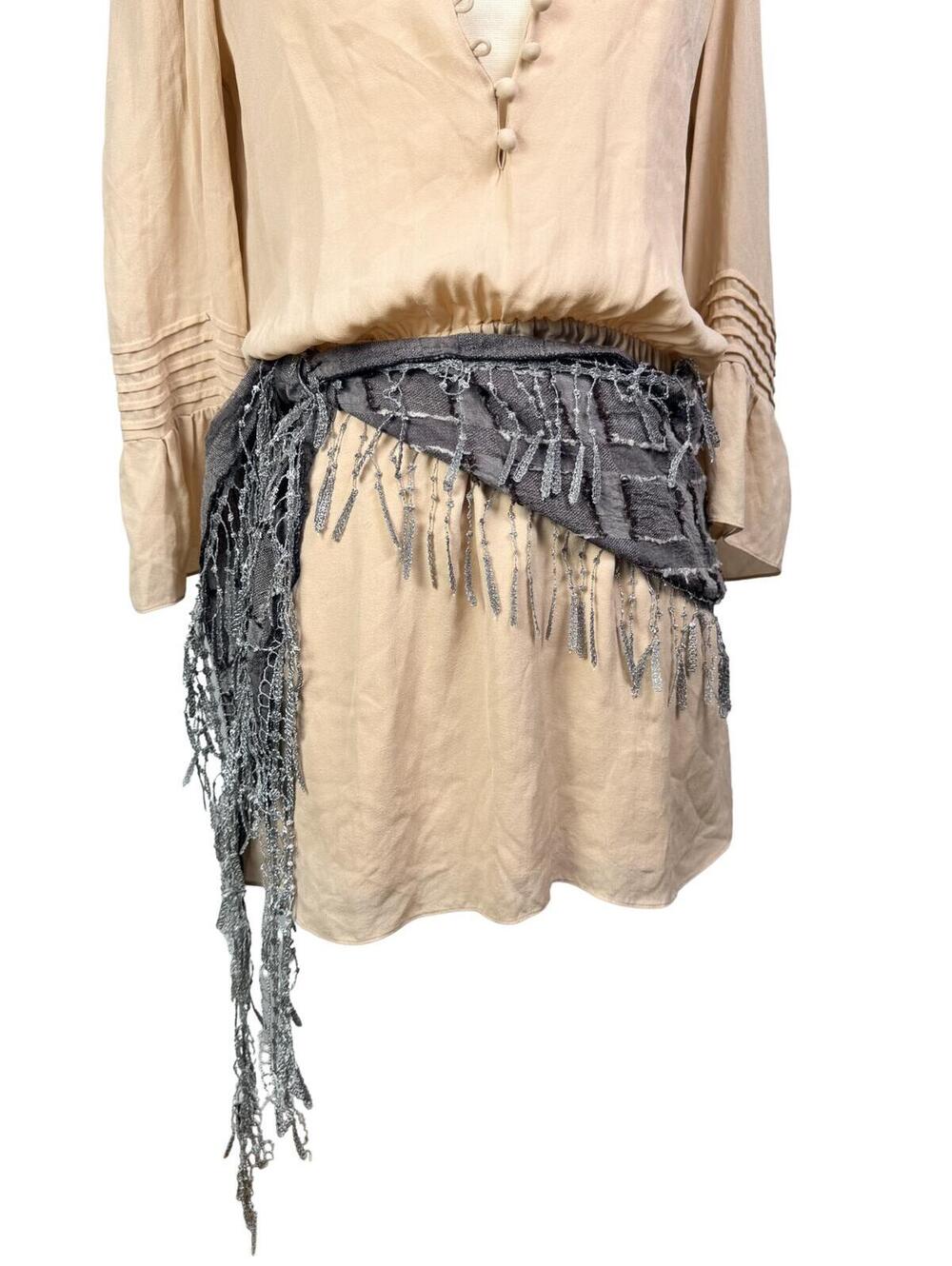 Boho Fringe Shawl Scarf Gray Textured Wrap Festival Lagenlook